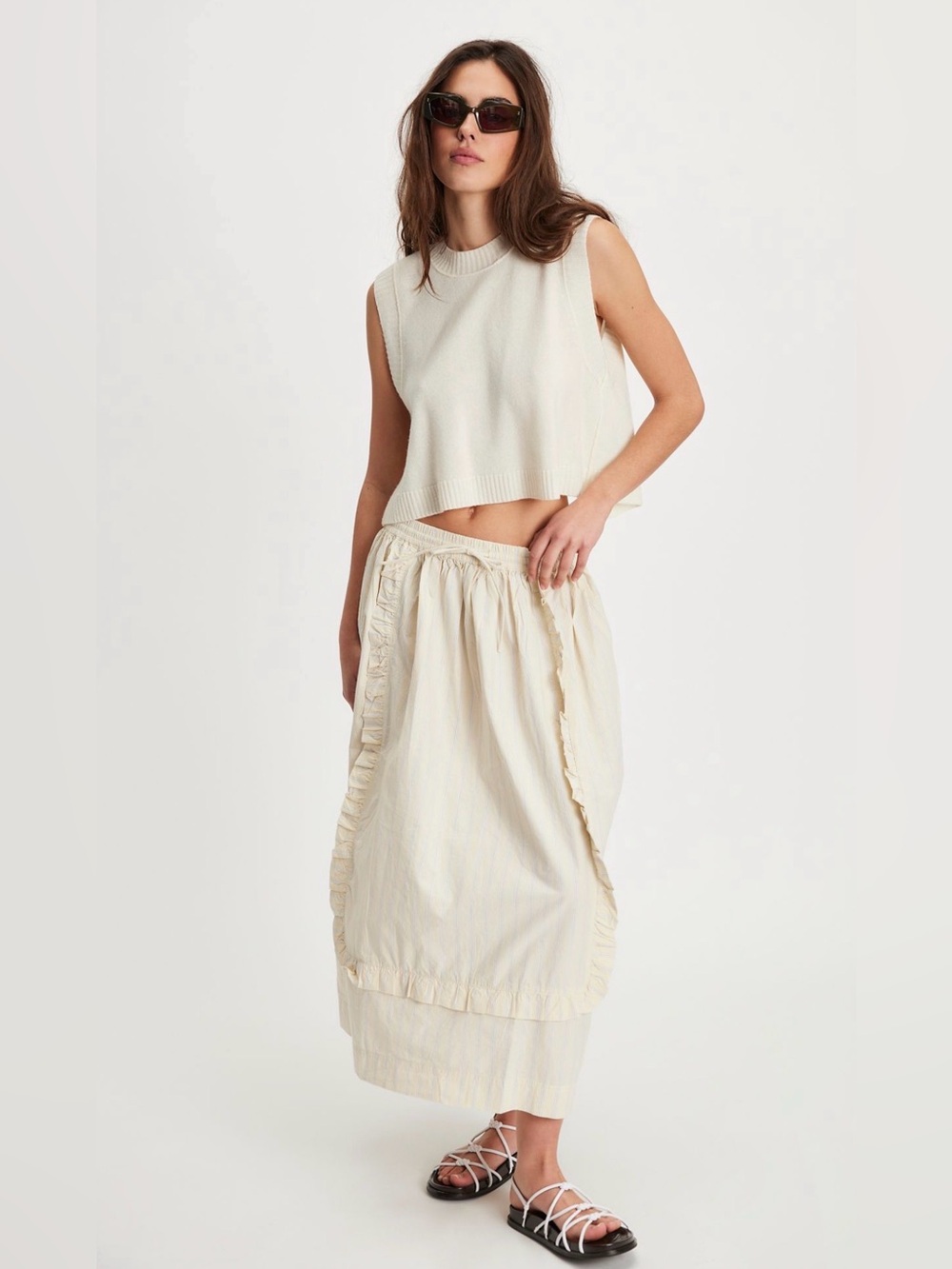 Damson Madder Eponine Yellow Organic Cotton Skirt UK 8 US 4